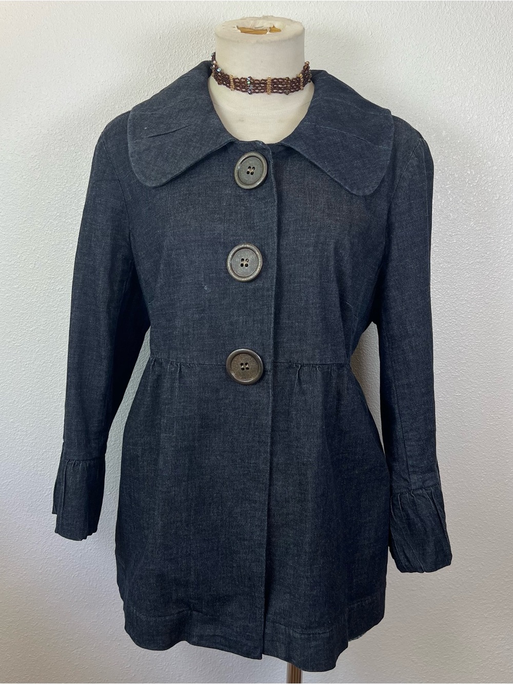 Women’s Blue Button-Front Coat